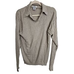 Louis Roth Mens Silk Cashmere Sweater Ribbed Collared Preppy Minimalist Size L